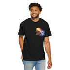 “Rainbow Flame Feather 'Be the Light'” Christian T-shirt with cross imagery and ; clean faith-forward style.