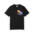 Black Kingdom Stuff T-shirt with “Rainbow Flame Feather 'Be the Light'”; hopeful spirit and meaningful everyday style.