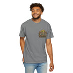 T-shirt featuring “Above Every Name Jesus”, crown imagery and  and forged-style lettering; joyful confidence.