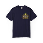 T-shirt featuring “Above Every Name Jesus”, crown imagery and  and forged-style lettering; enduring hope.