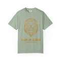 Bay T-shirt featuring “Lion of Judah T‑Shirt”, lion artwork and crown imagery and vintage lettering; steadfast faith.