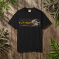 “Fly High” artwork featuring eagle artwork and bold lettering; bold conviction.