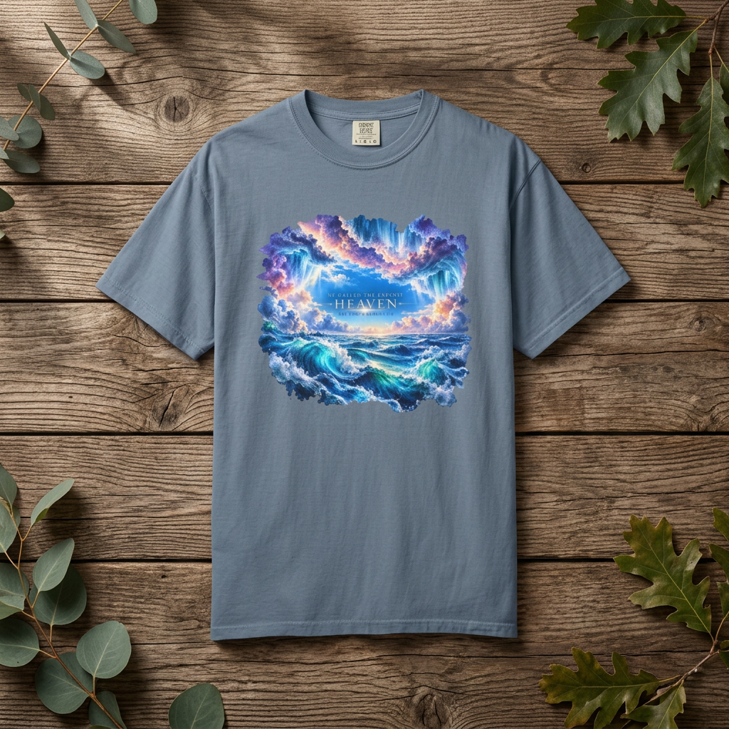 “Heavenly Ocean Waves” artwork featuring cross imagery and bold lettering; bold conviction.