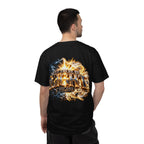T-shirt featuring “Let There Be Light graphigraphic", Genesis scripture and bold lettering, front and back design Genesis scripture and bold lettering; enduring hope.