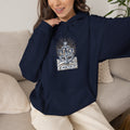 hoodie featuring “Peace Be Still”, anchor motif and  and rounded lettering; bold conviction.