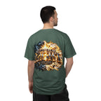 T-shirt featuring “Let There Be Light graphigraphic", Genesis scripture and bold lettering, front and back design Genesis scripture and bold lettering; peaceful assurance.